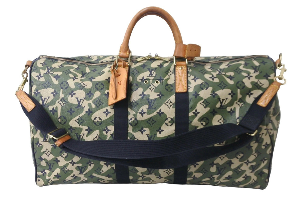 Louis Vuitton Keepall Bandouliere Boston Bag Camouflage Takashi Murakami
